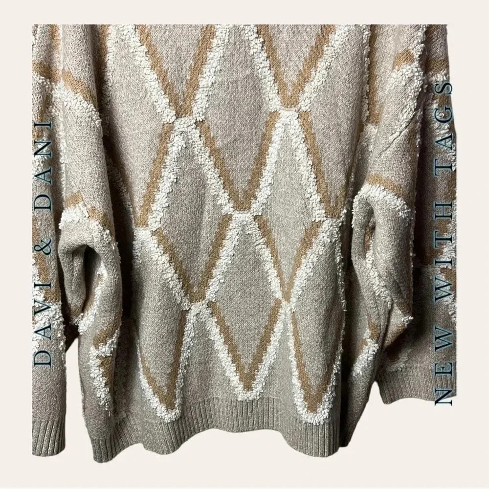 DAVI & DANI FULL BUTTON DOWN SHERPA CARDIGAN TAN/… - image 11